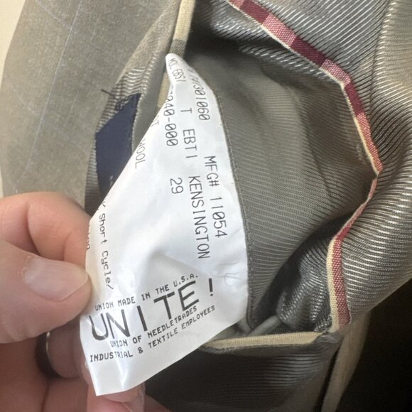 Burberry London Men’s 44R Blazer Sport Coat 100% Wool‎ Windowpane Taupe Gray - Picture 8 of 8